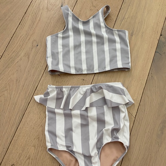Other - Grey and white stripe swim top